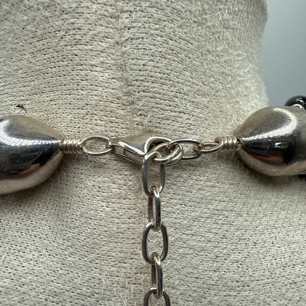 JAY KING DTR Sterling Silver Black Onyx White Coral Beaded Torsade Necklace - Picture 8 of 9